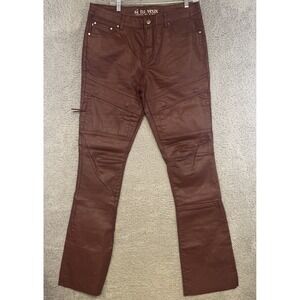 Si Tu Veux‎ Pants Men's Size 36 Burgundy Wax Stacked Jeans